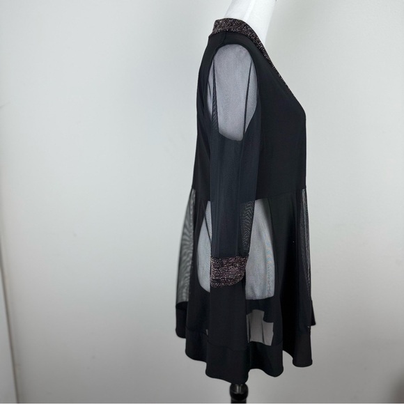 R&M Richards Women’s Black Sheer Kimono Cardigan with Metallic Trim – Size 10 - Picture 4 of 11